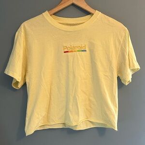 Polaroid yellow short sleeve embroidered logo top